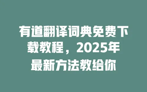 有道翻译词典免费下载教程,2025年最新方法教给你 一