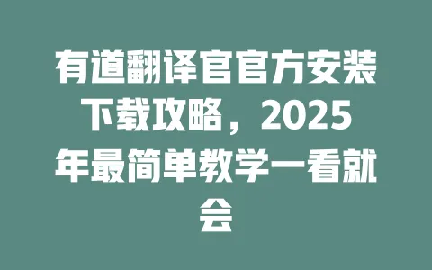 有道翻译官官方安装下载攻略,2025年最简单教学一看就会 一