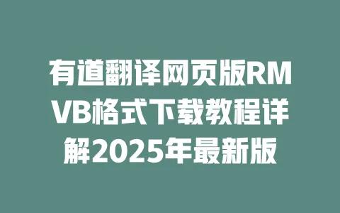 有道翻译网页版RMVB格式下载教程详解2025年最新版 一